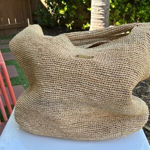 Monday Swimwear Beige Woven Straw Shopper Tote